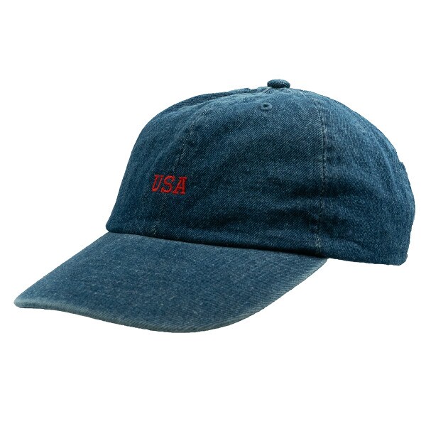 USA Embroidered Denim Adjustable Cap deep blue